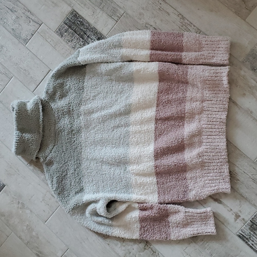 Medium Juniors Stripe Pink Mint Blue Rose Pink Republic Teddy Turtleneck Sweater